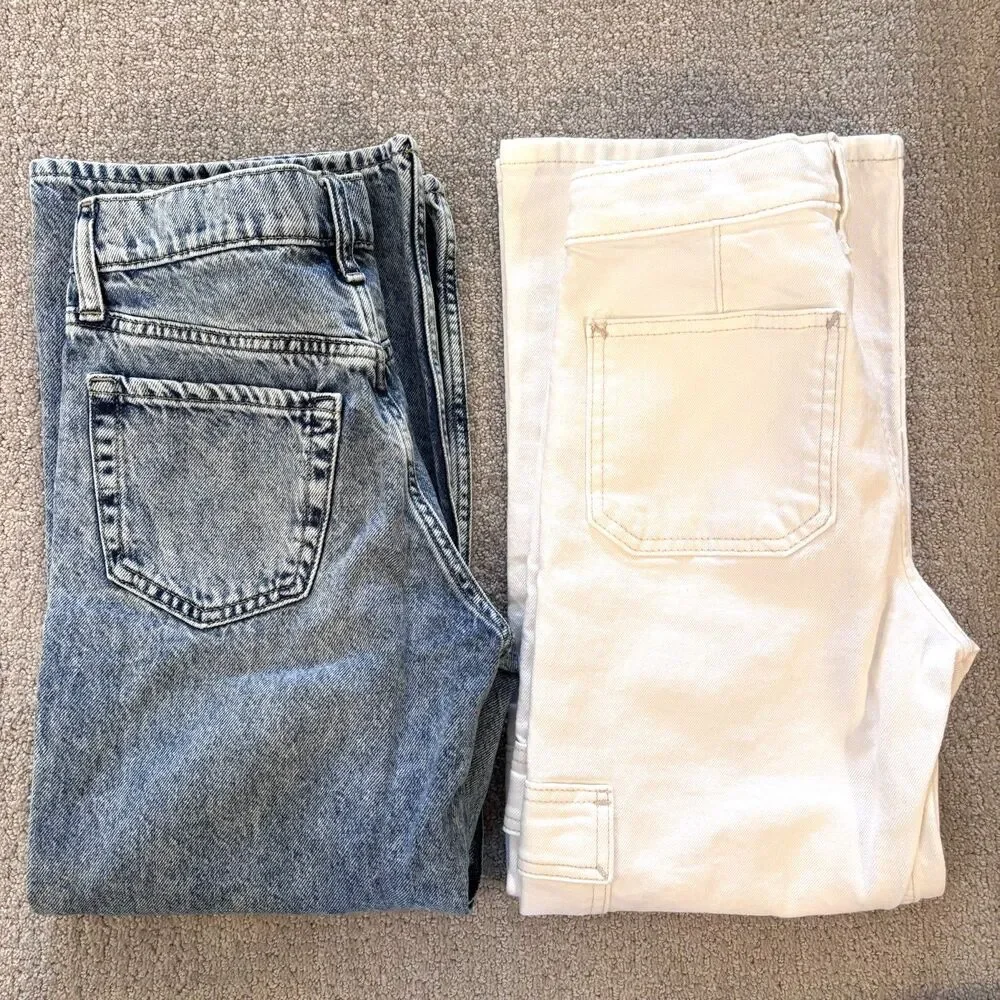 Set of 2 GapKids Girls Low Stride Wide Leg Jeans Size 8 Gap Denim